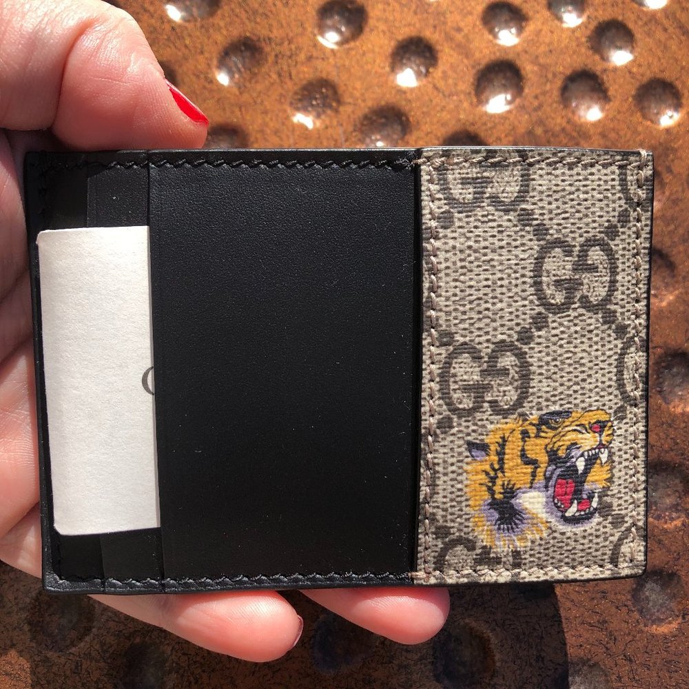 Gucci GG Supreme Tiger Card Holder NEW IN BOX